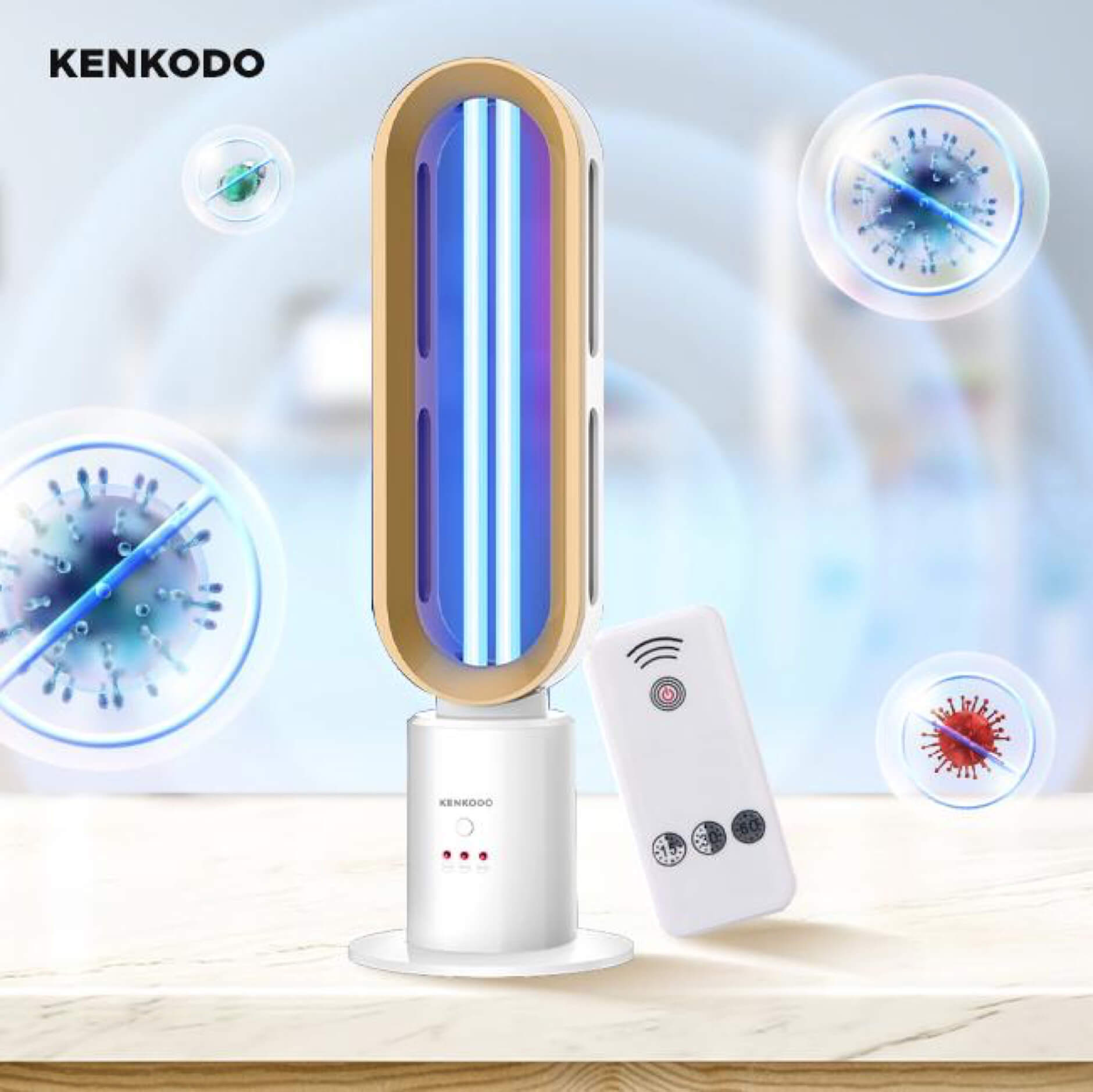 Đèn UVC Kenkodo giúp làm sạch không khí, khả năng tiêu diệt vi khuẩn cao